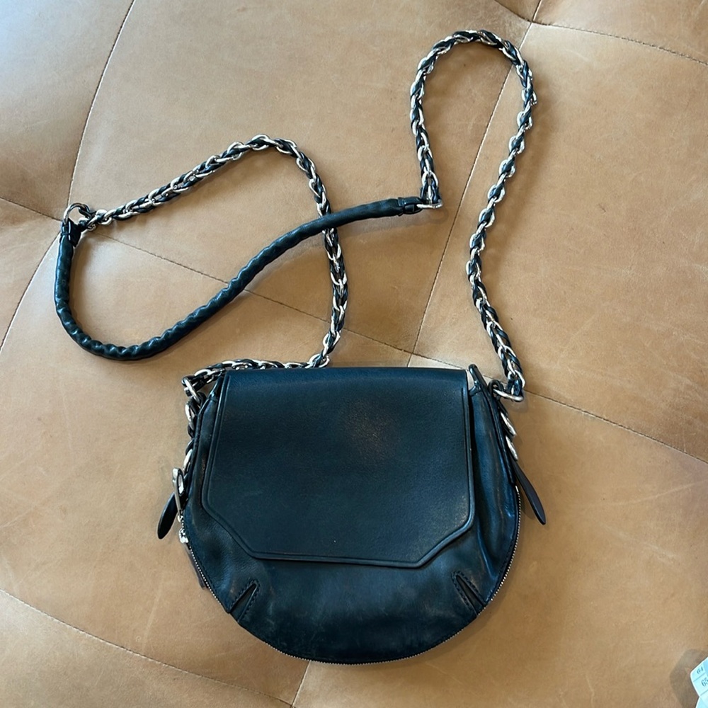 Rag & Bone Black Leather Expandable Cross Body Bag